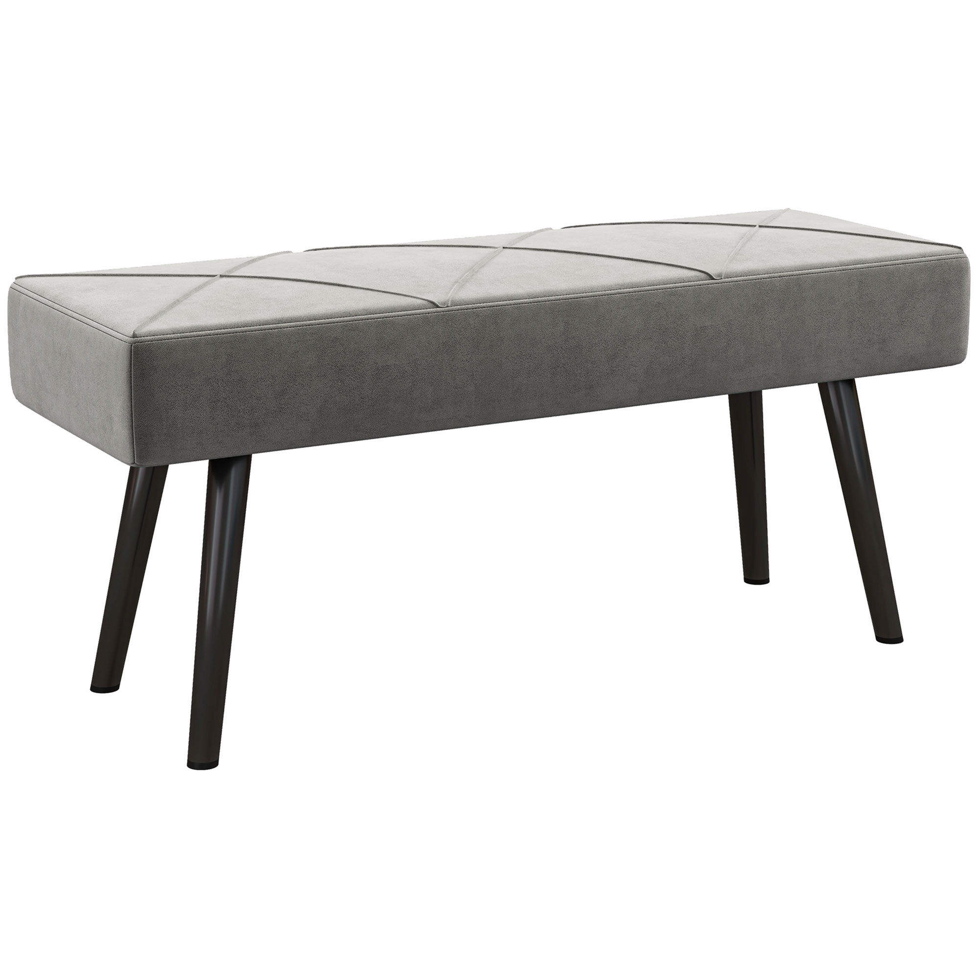foto del prodotto homcom panca fondo letto imbottita in velluto con gambe in acciaio, 100x36x45cm, grigio aosom