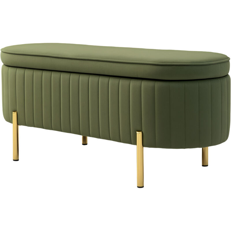 foto del prodotto homcom panca fondo letto ovale da 72l in tessuto effetto velluto verde