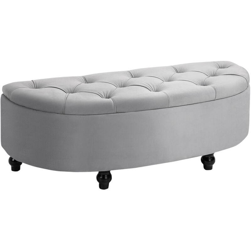 foto del prodotto homcom panca fondoletto contenitore imbottita in velluto 120x46x42cm grigio