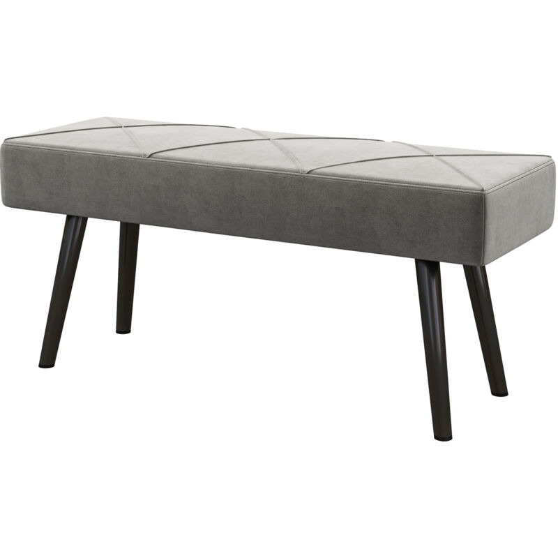 foto del prodotto homcom panca fondoletto imbottita in velluto e acciaio 100x36x45 cm grigio nero