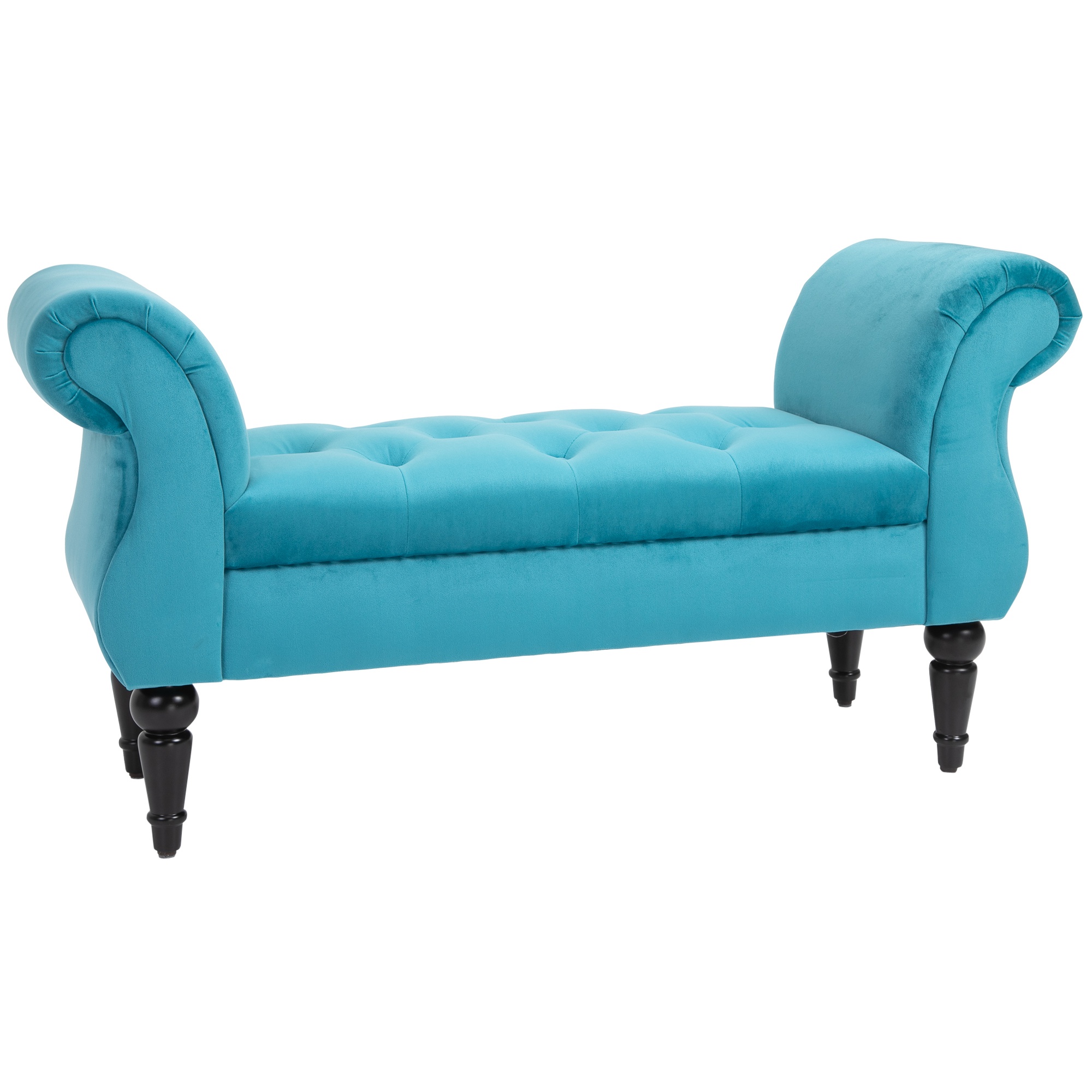 foto del prodotto homcom panca fondoletto in stile vintage, struttura in legno e seduta imbottita stile chesterfield, azzurra 117 x 40 x 58cm