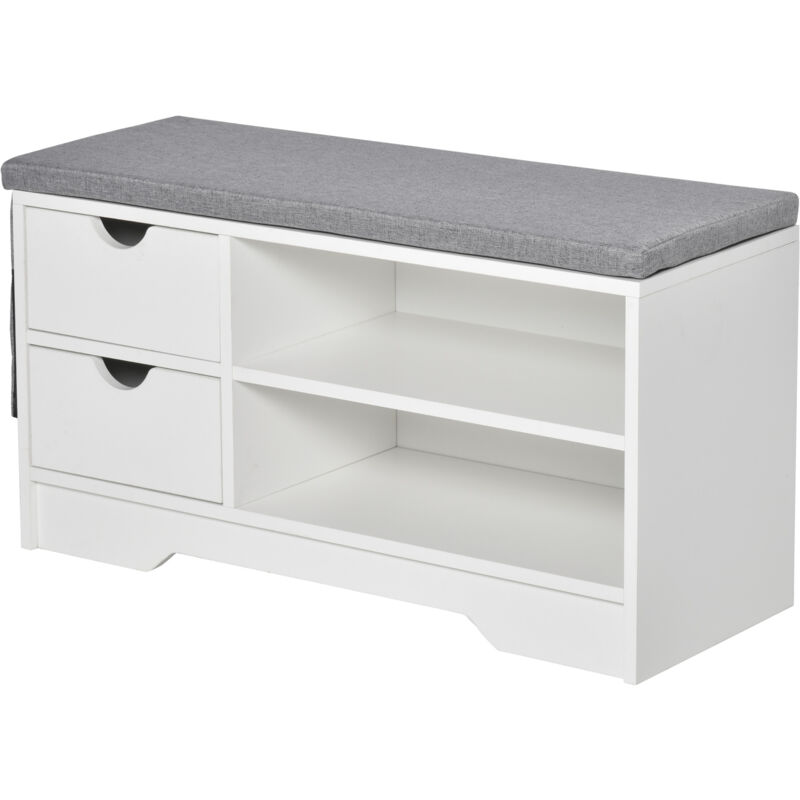 foto del prodotto homcom panca scarpiera da ingresso legno salvaspazio bianco 80.5x30.5x43.5cm