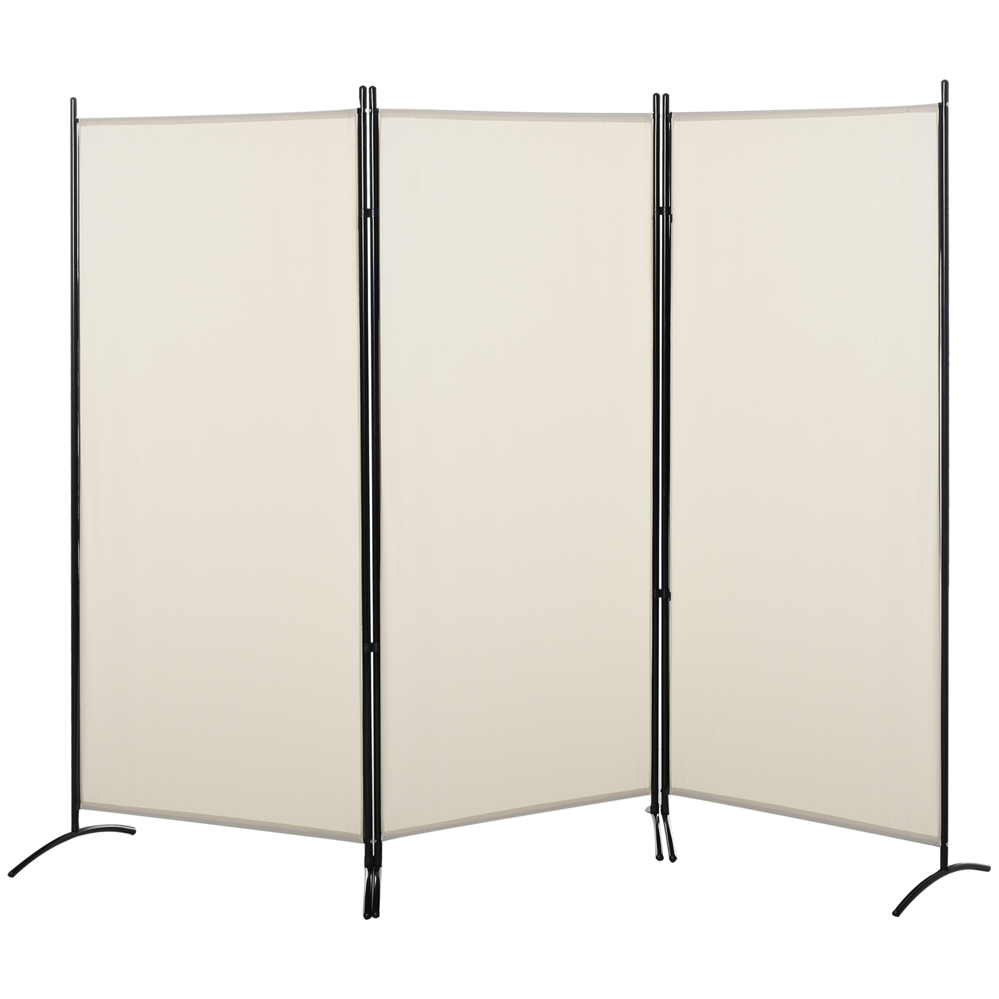 foto del prodotto homcom paravento separ da interno a 3 pannelli pieghevole in metallo e poliestere, 253x50x182cm, beige