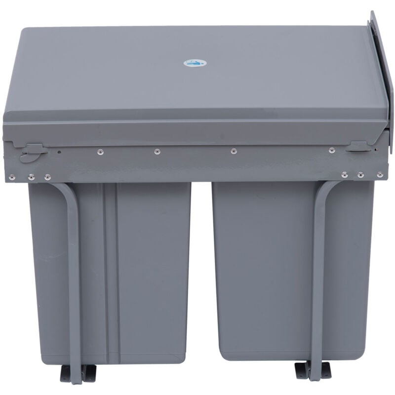 foto del prodotto homcom pattumiera cucina estraibile da 40l con 3 contenitori grigio