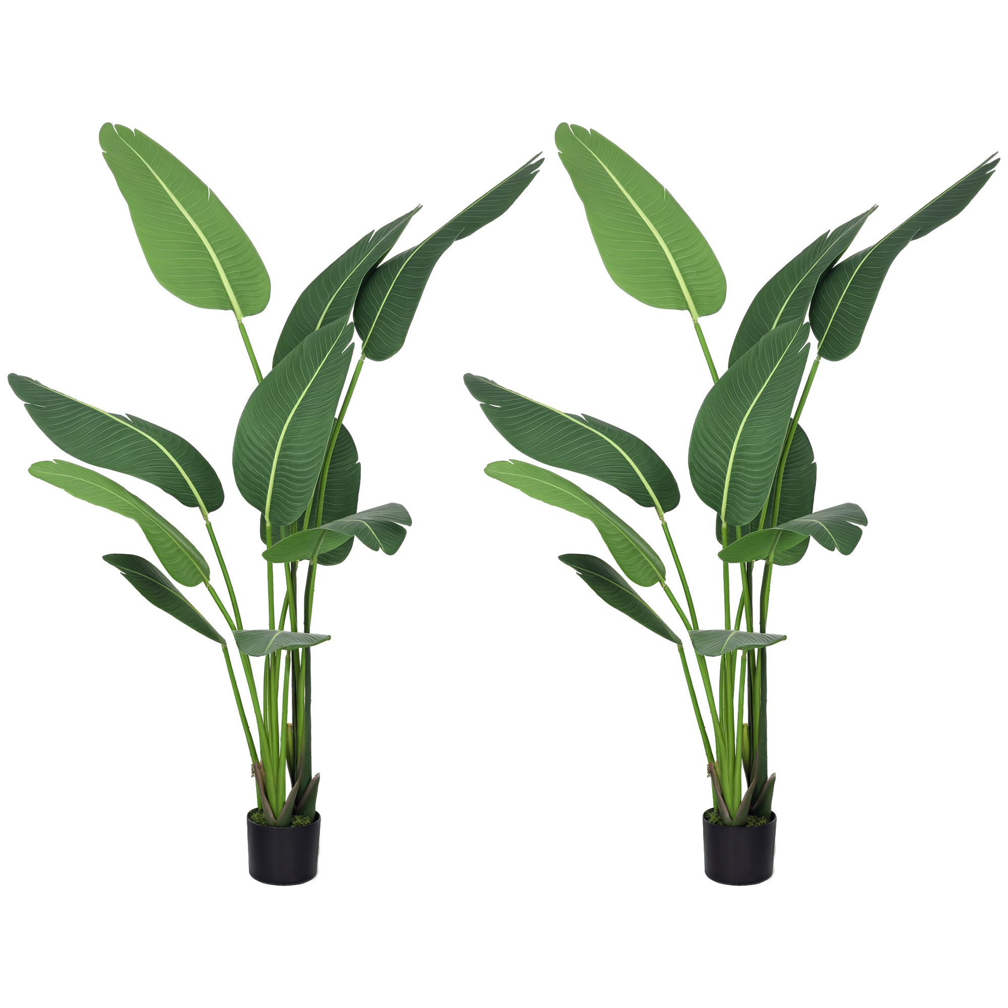 foto del prodotto homcom pianta artificiale palma del viaggiatore alta 150cm per interno ed esterno con vaso incluso aosom