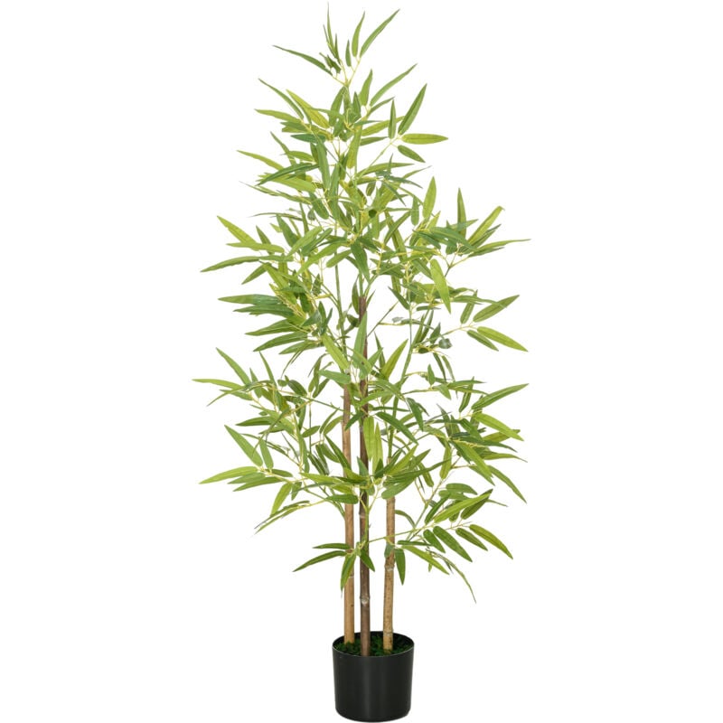 foto del prodotto homcom pianta finta di bamb alta 120cm con vaso per casa e giardino