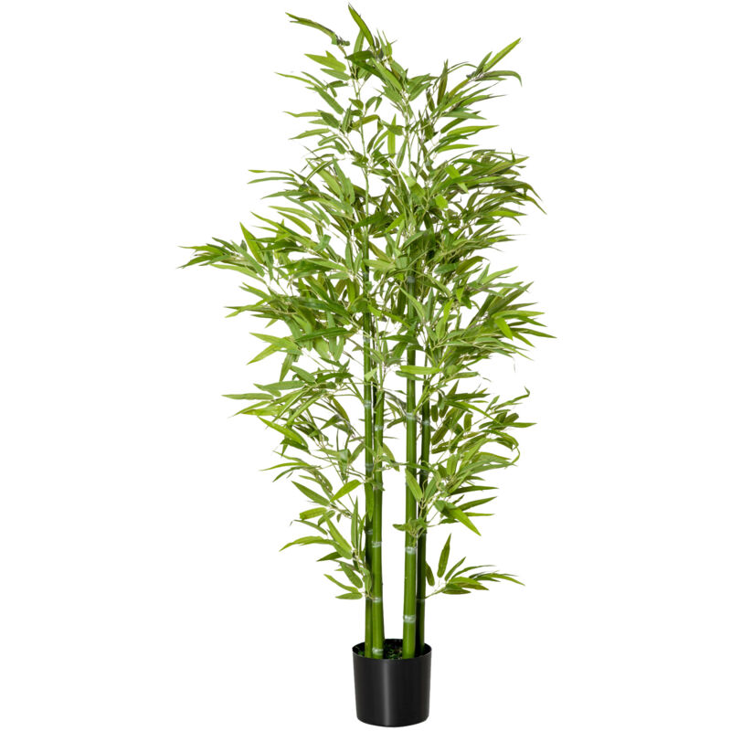 foto del prodotto homcom pianta finta di bamb alta 150cm per interno ed esterno con vaso nero