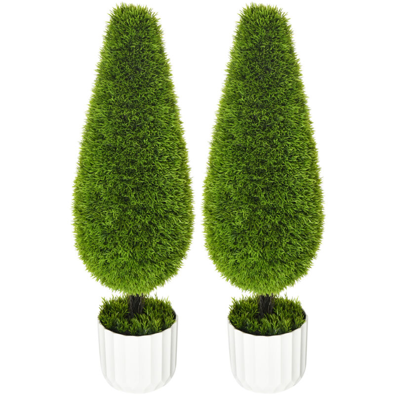 foto del prodotto homcom piante artificiali 90 cm set 2 pezzi in plastica e cemento verde bianco