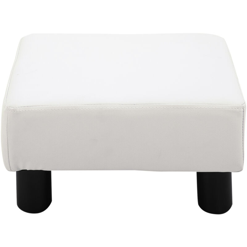 foto del prodotto homcom poggiapiedi rettangolare rivestito in finta pelle bianca 40x30x24 cm