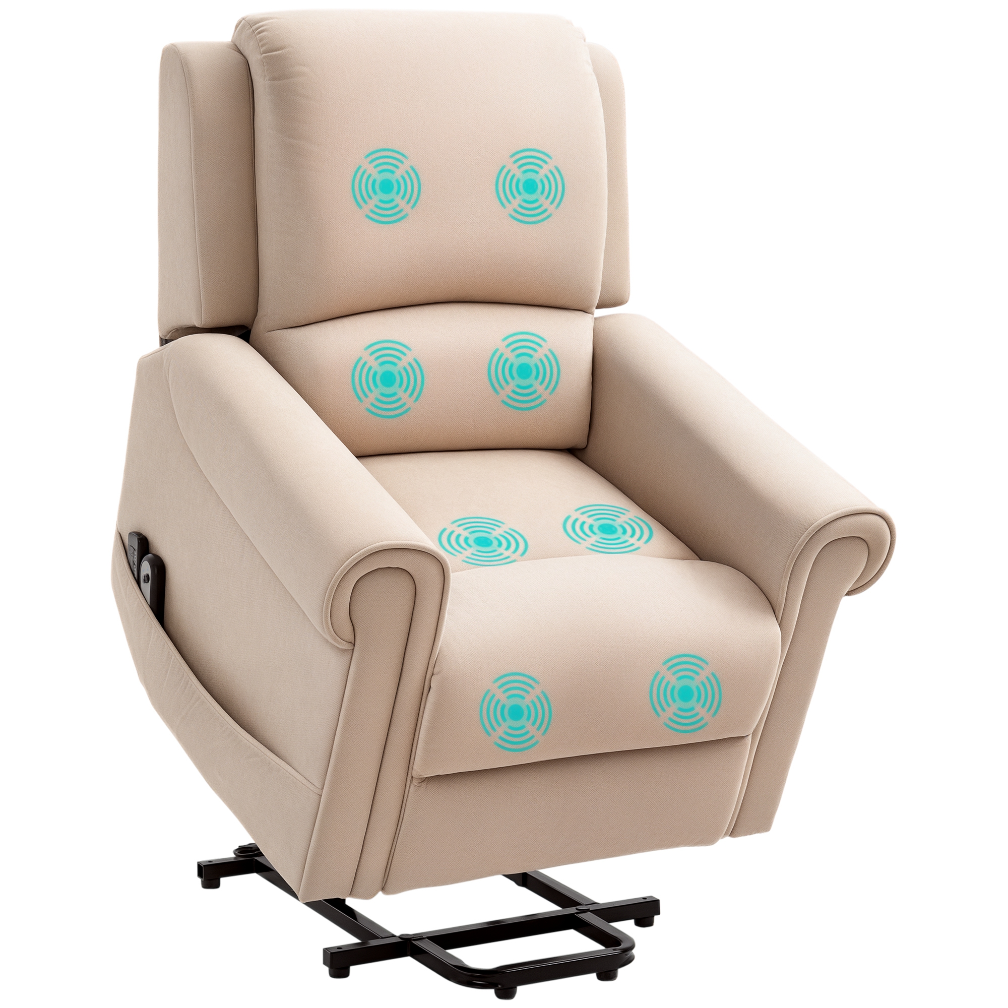 foto del prodotto homcom poltrona alzapersona reclinabile fino a 135 con telecomando, poggiapiedi e seduta imbottita, 88x92x106 cm, marrone aosom