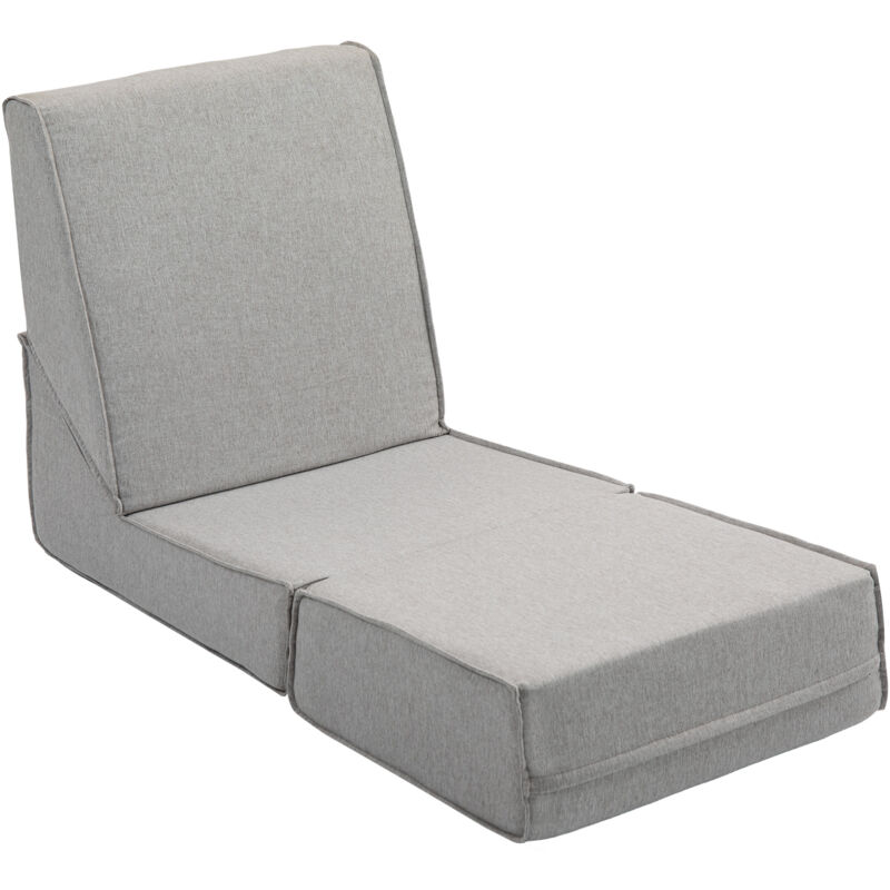 foto del prodotto homcom poltrona da terra in tessuto convertibile in chaise longue grigio chiaro