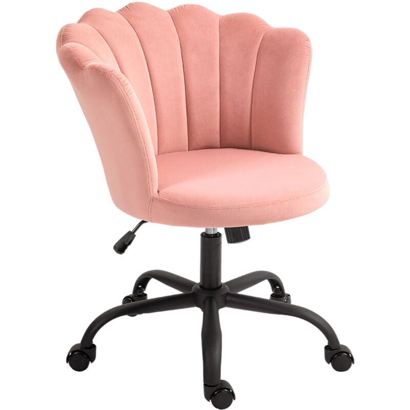 foto del prodotto homcom poltrona da ufficio schienale a petalo senza braccioli in velluto rosa