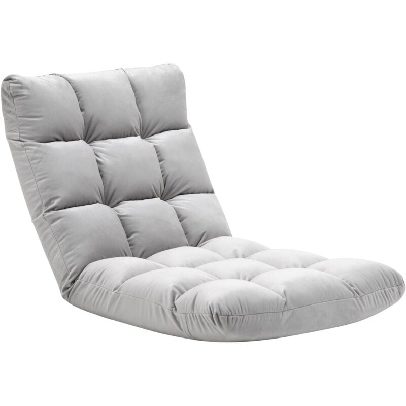 foto del prodotto homcom poltrona design da terra con schienale reclinabile a 180 grigio chiaro