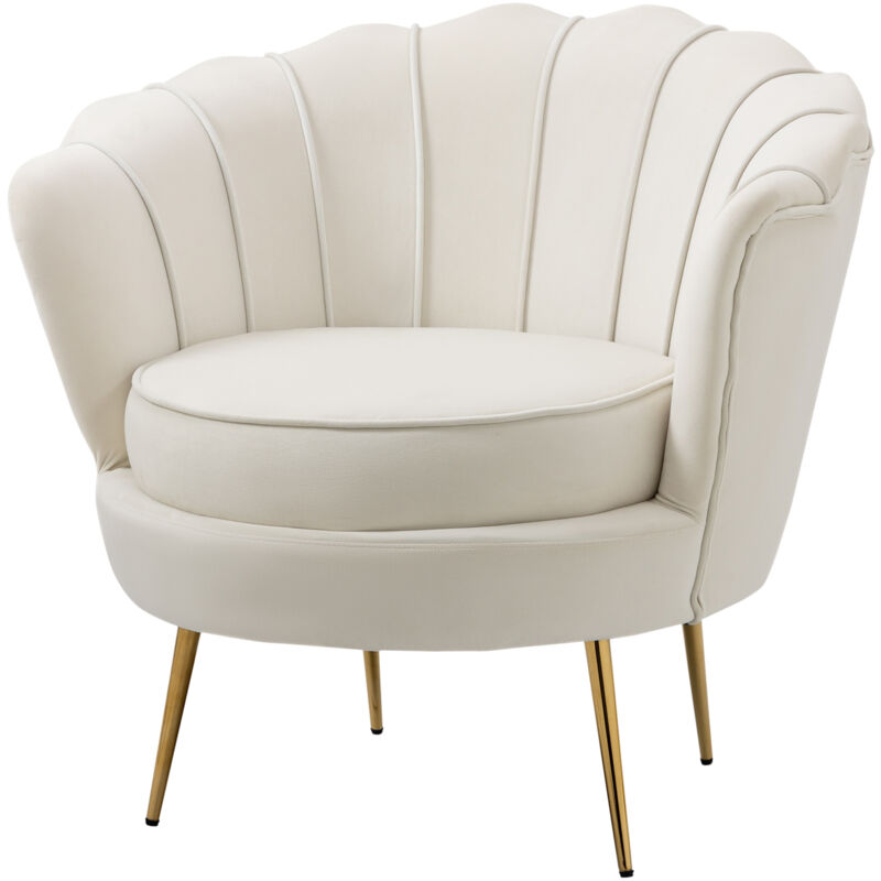 foto del prodotto homcom poltrona design vintage poltroncina r tro da camera in velluto crema
