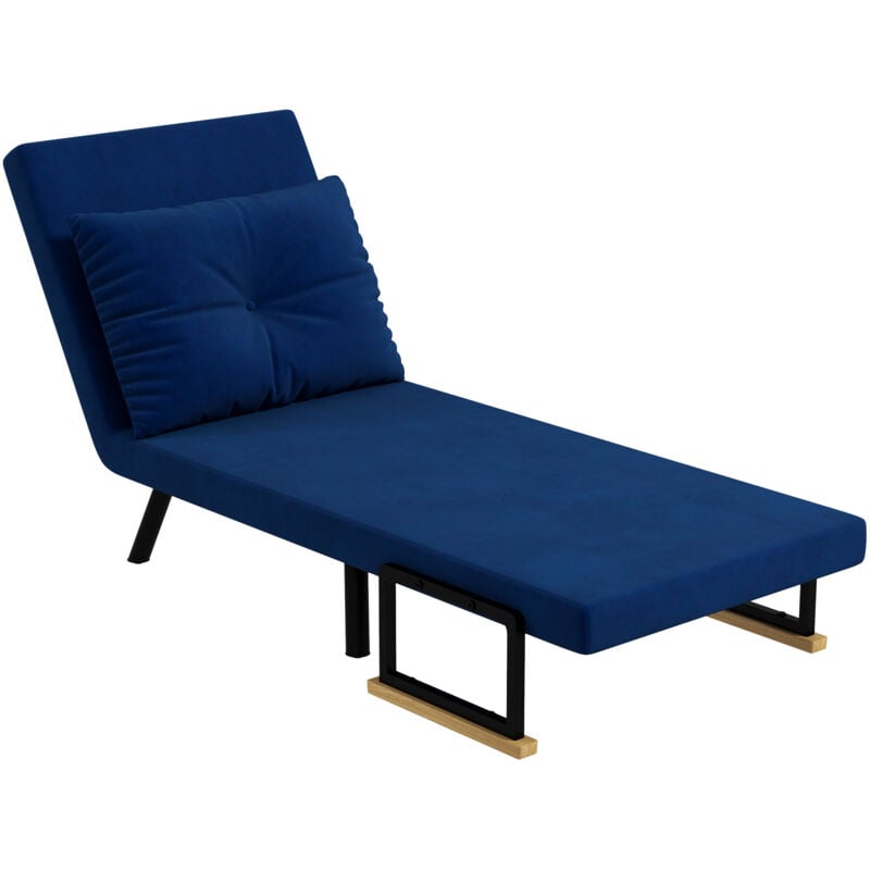 foto del prodotto homcom poltrona divano letto 3 in 1 reclinabile e vellutata blu
