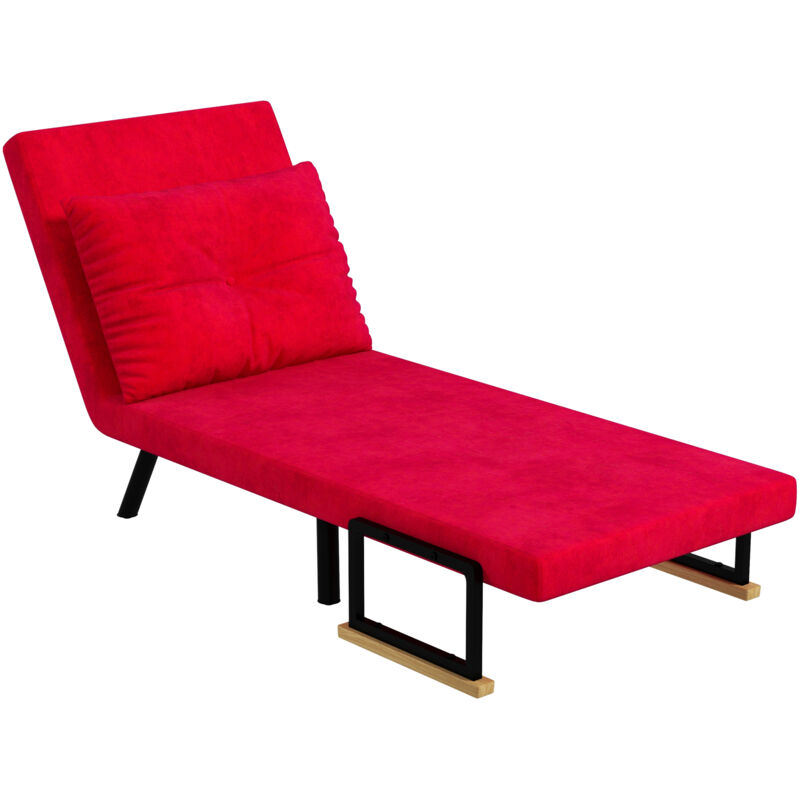 foto del prodotto homcom poltrona divano letto 3 in 1 reclinabile e vellutata rosso