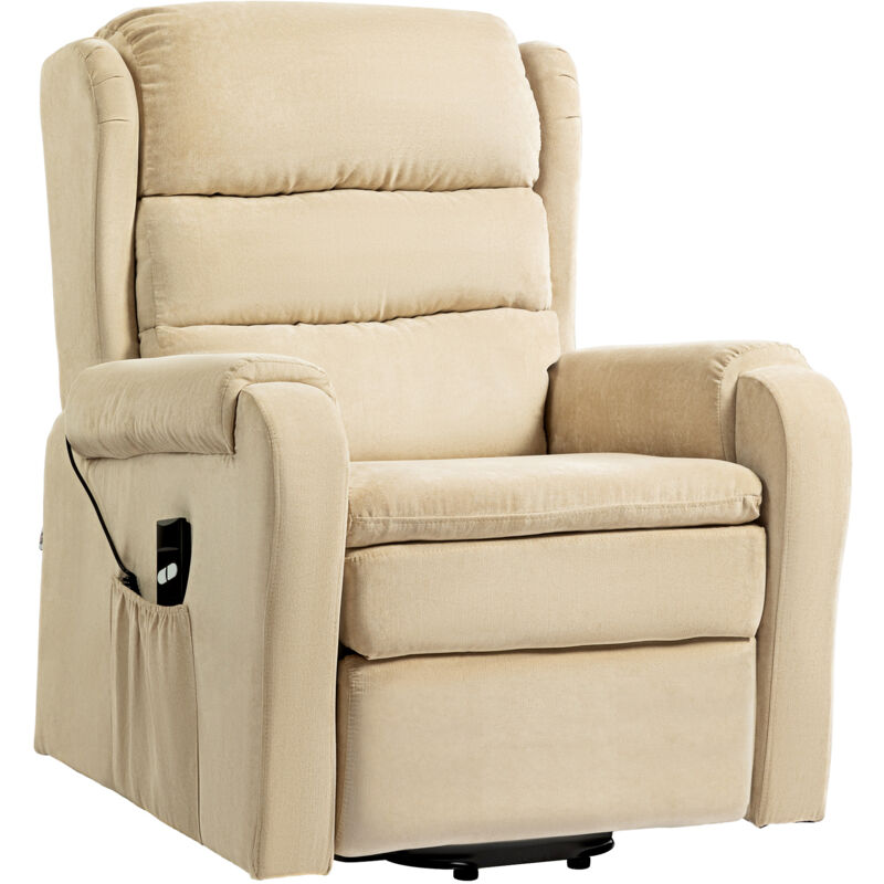 foto del prodotto homcom poltrona ergonomica reclinabile a 160 con telecomando bianco crema