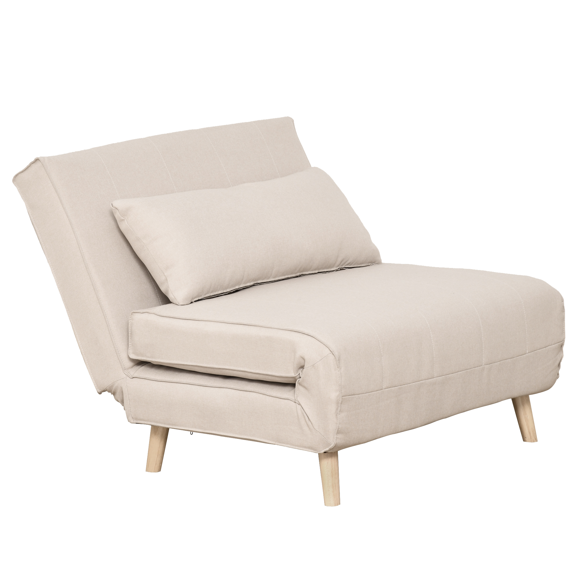 foto del prodotto homcom poltrona letto 3 in 1 con schienale reclinabile in 6 posizioni, 94x78x80 cm, beige aosom italy