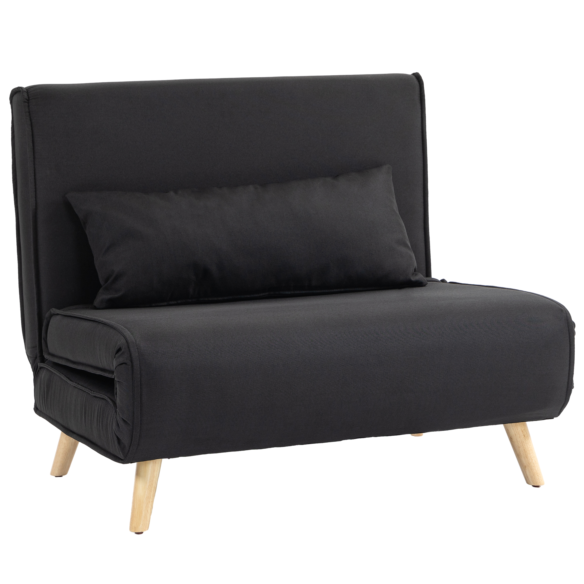 foto del prodotto homcom poltrona letto 3 in 1 con schienale reclinabile su 6 posizioni in tessuto, 94x78x80 cm, nero aosom italy