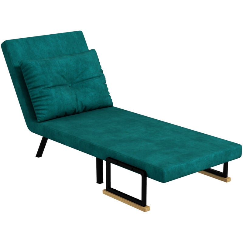 foto del prodotto homcom poltrona letto imbottita con schienale reclinabile in 5 posizioni verde