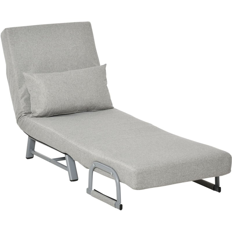 foto del prodotto homcom poltrona letto schienale reclinabile a 5 livelli e cuscino 73x74x81cm