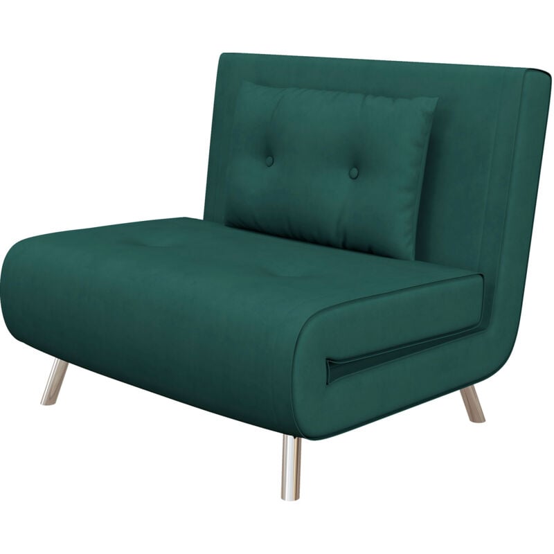 foto del prodotto homcom poltrona letto singolo 3in1 in velluto schienale reclinabile verde scuro