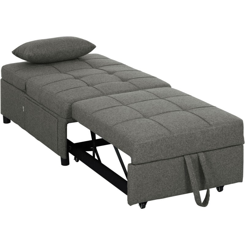 foto del prodotto homcom poltrona letto singolo 4in1 convertibile in chaise longue grigio