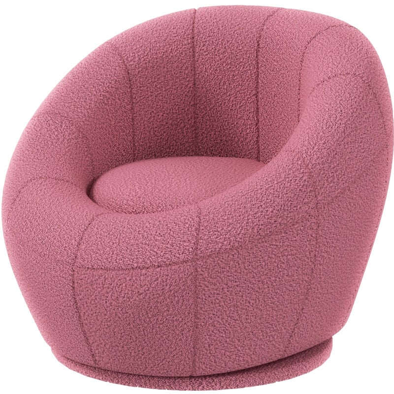 foto del prodotto homcom poltrona piccola moderna rotonda in peluche con imbottitura rosa