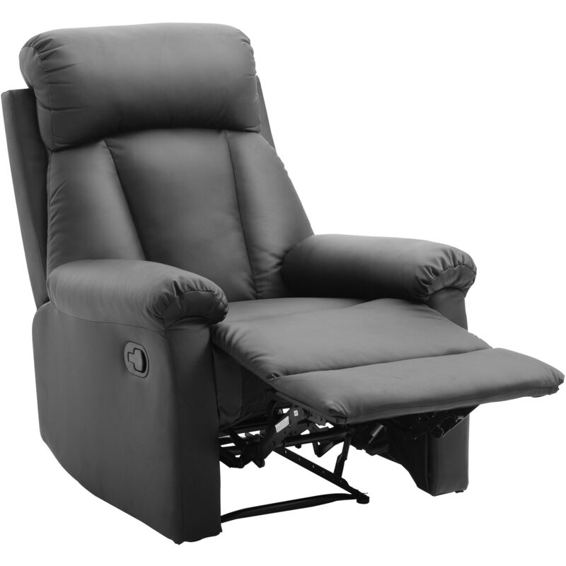 foto del prodotto homcom poltrona reclinabile manualmente imbottita ed ergonomica in pelle pu