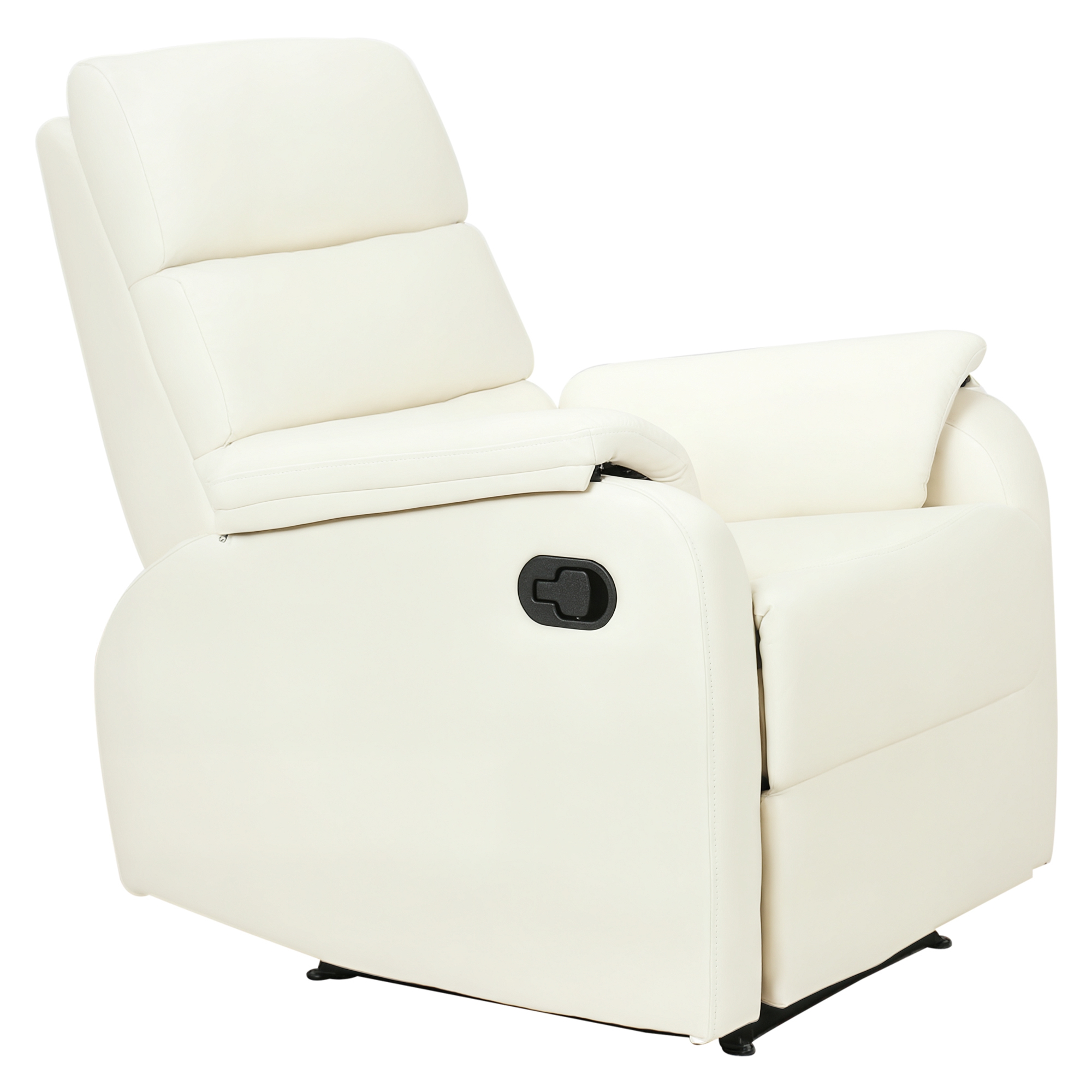 foto del prodotto homcom poltrona relax per interni, reclinabile manualmente con cuscino imbottito, in similpelle e acciaio, 75x82x99 cm, crema aosom