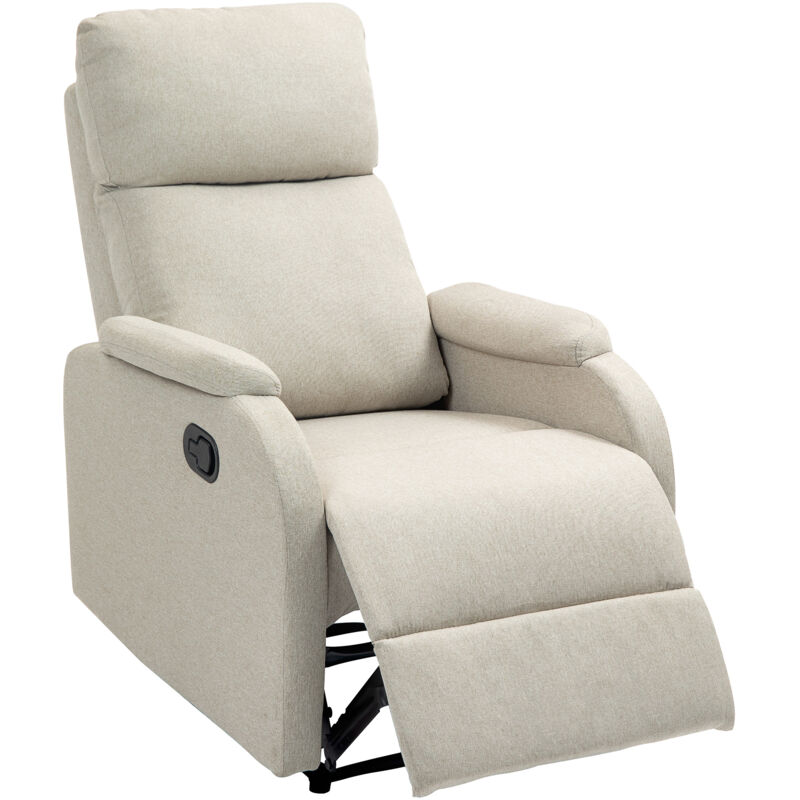 foto del prodotto homcom poltrona relax reclinabile manuale in tessuto con poggiapiedi beige