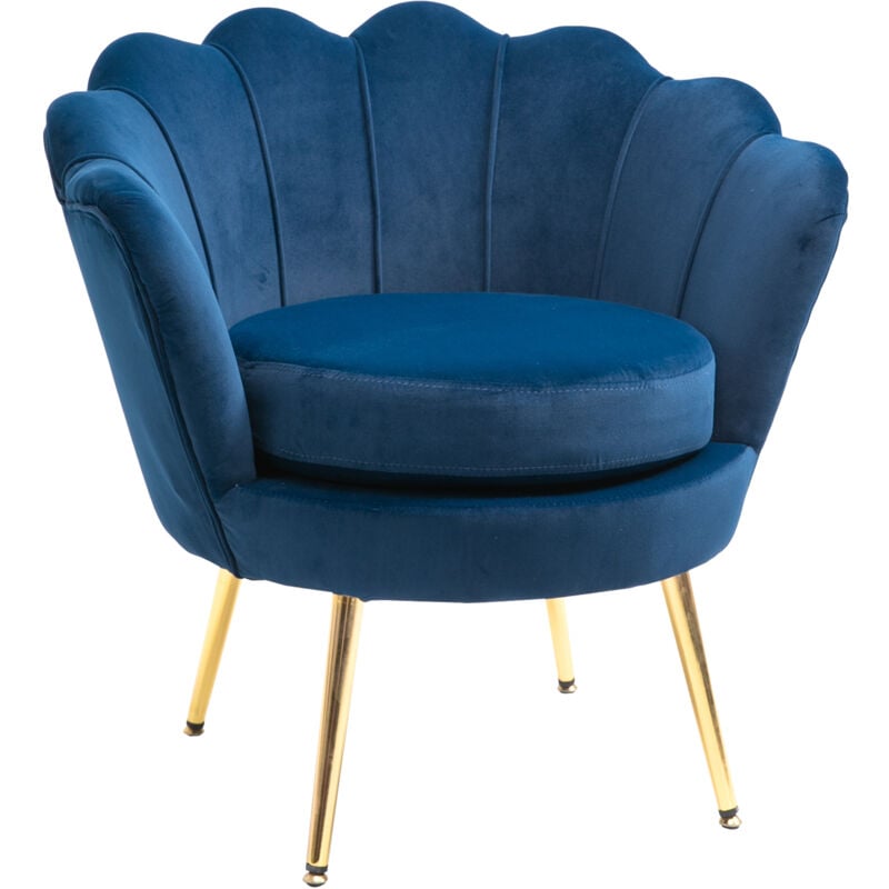 foto del prodotto homcom poltroncina da camera in velluto blu poltrona vintage di design