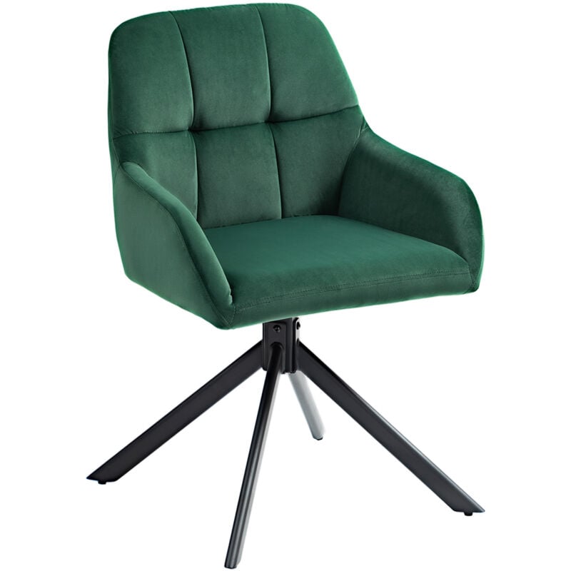 foto del prodotto homcom poltroncina da camera in velluto seduta girevole e gambe acciaio verde