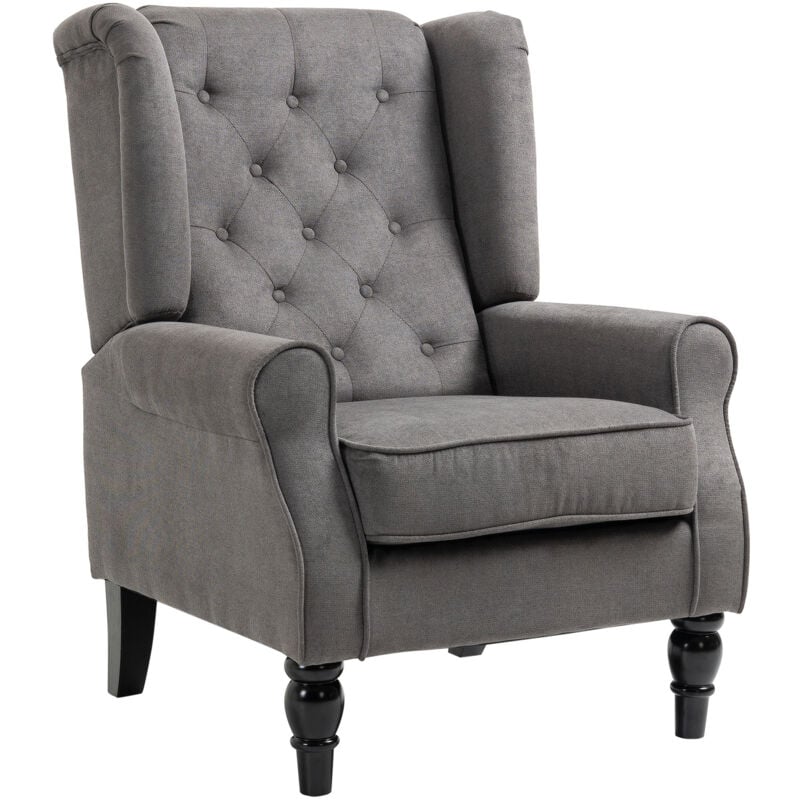 foto del prodotto homcom - poltroncina da camera stile francese con cuscini sfoderabili grigio