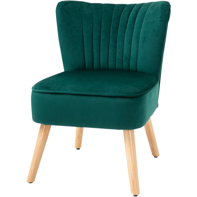 foto del prodotto homcom poltroncina stile nordico dal design ergonomico in legno e velluto verde