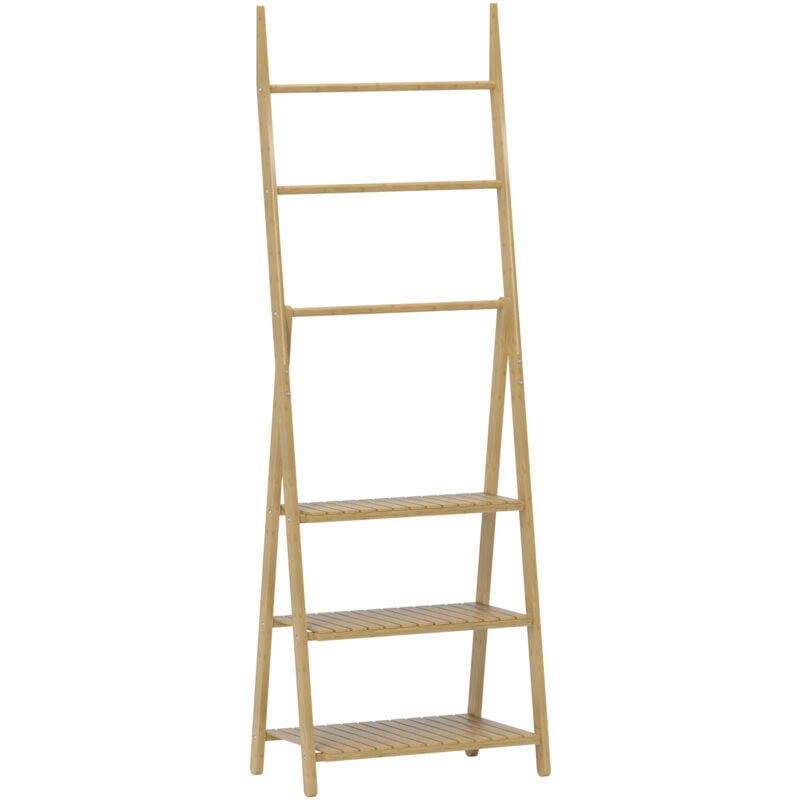 foto del prodotto homcom portasciugamani con scaffale bagno 3 ripiani autoportante e pieghevole