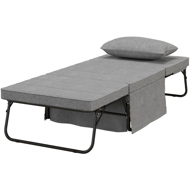 foto del prodotto homcom pouf letto pieghevole salvaspazio schienale reclinabile 5 livelli grigio