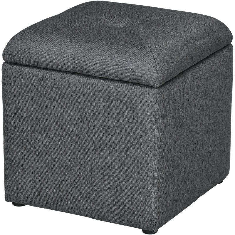 foto del prodotto homcom pouf poggiapiedi contenitore imbottito 39x39x39cm in tessuto teddy grigio