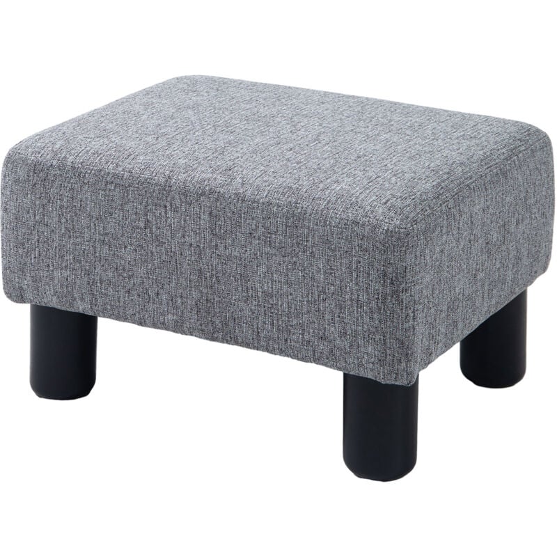 foto del prodotto homcom pouf poggiapiedi imbottito in tessuto effetto lino grigio