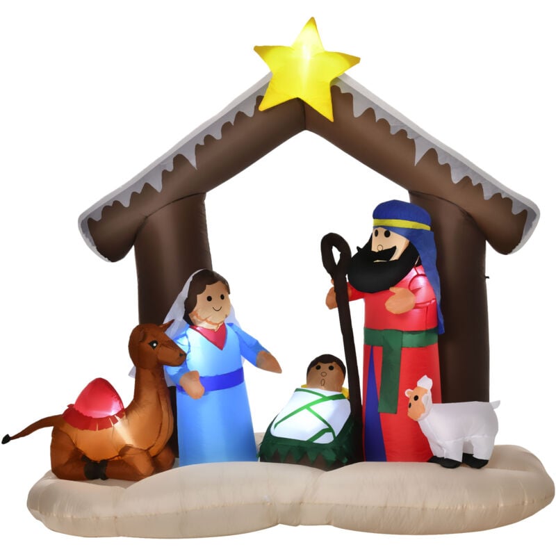 foto del prodotto homcom presepe natalizio gonfiabile 183cm per esterno con 5 luci e gonfiatore