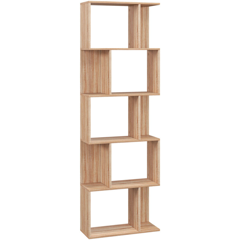 foto del prodotto homcom scaffale libreria a 5 ripiani in truciolato color legno 60x24x184.5 cm
