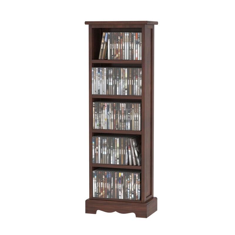 foto del prodotto homcom scaffale porta cd mobiletto in legno con 5 ripiani 30x17x90cm marrone