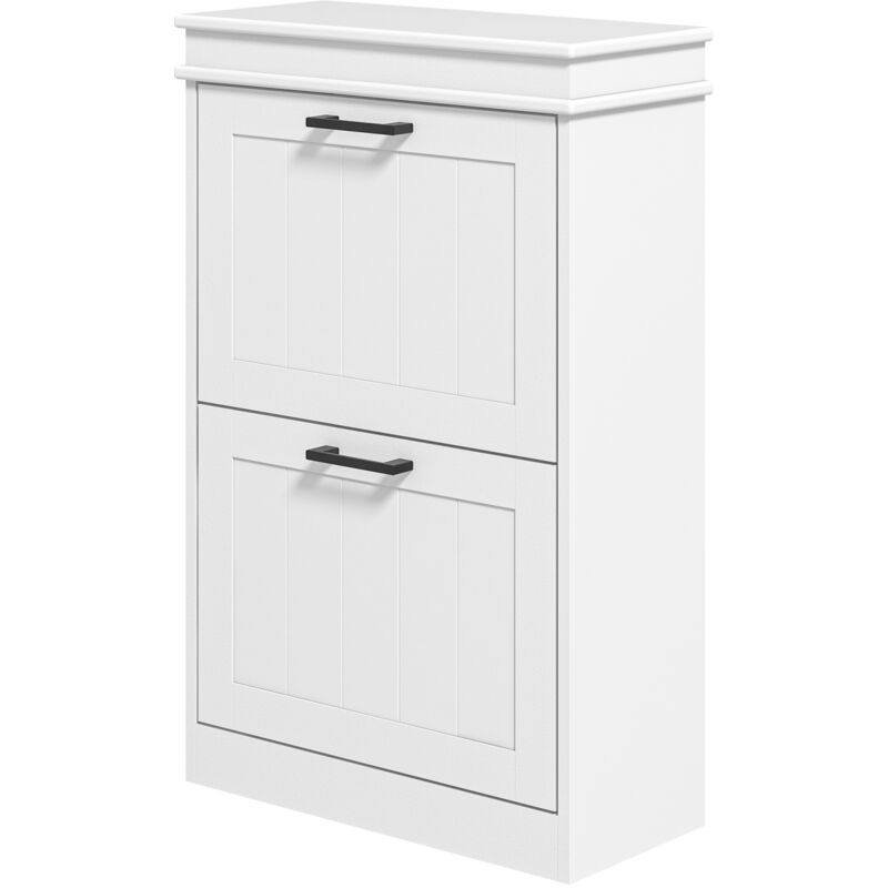 foto del prodotto homcom scarpiera moderna compatta con 2 cassetti per 10 paia di scarpe bianco