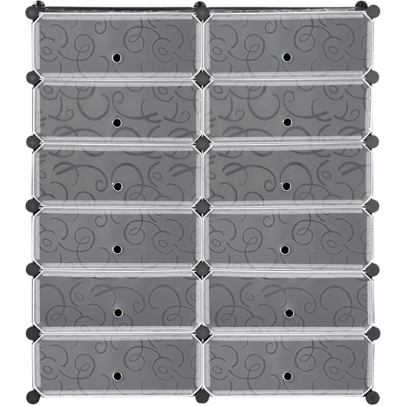 foto del prodotto homcom - scarpiera moderna salvaspazio 12 cubi in pp e acciaio bianco nero