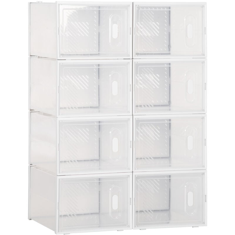 foto del prodotto homcom scarpiera moderna salvaspazio 8 cubi 28x36x21cm in plastica pp bianco