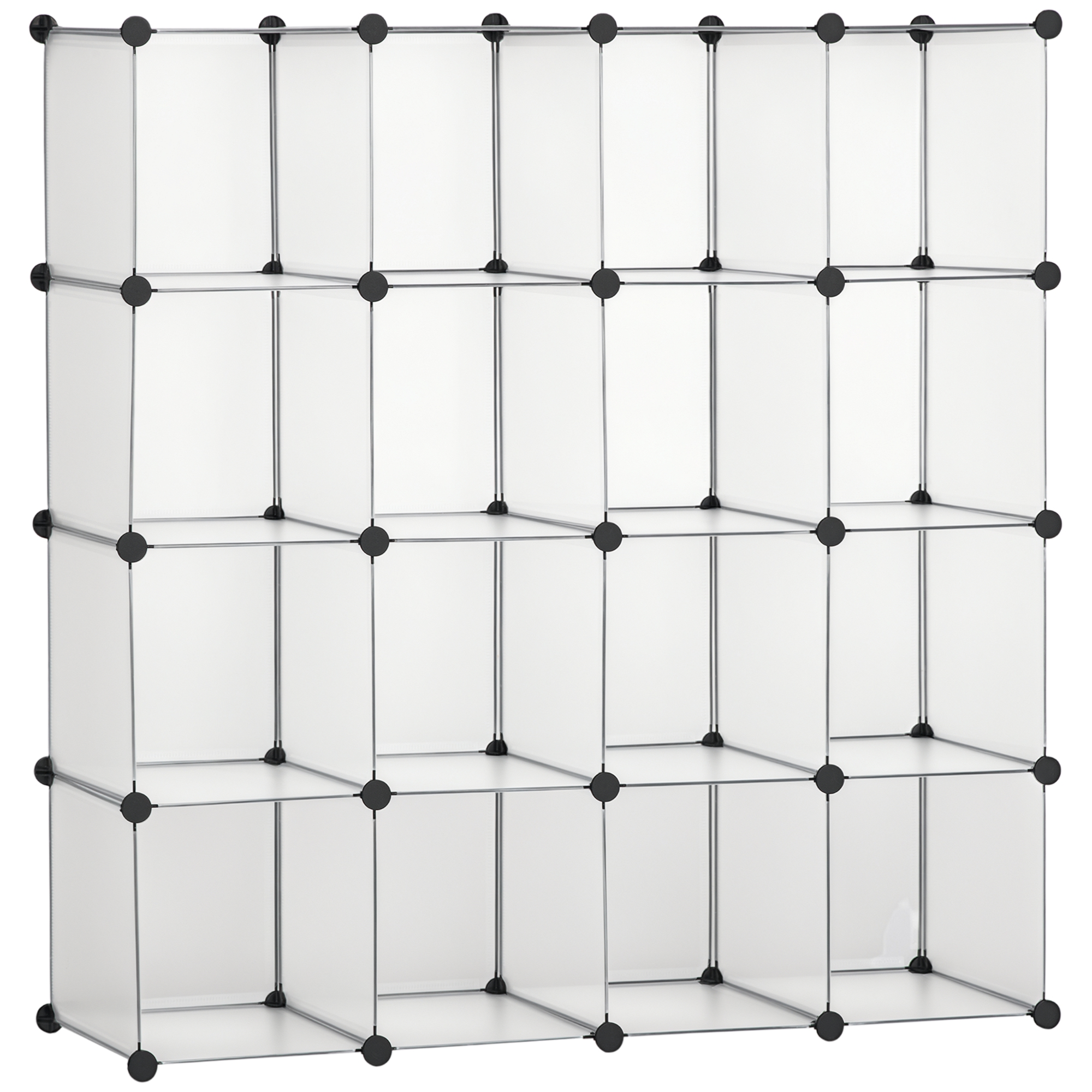foto del prodotto homcom scarpiera modulare trasparente, salvaspazio, 16 cubi 30x30x30cm, plastica pp e acciaio, 125x32x125cm - trasparente aosom