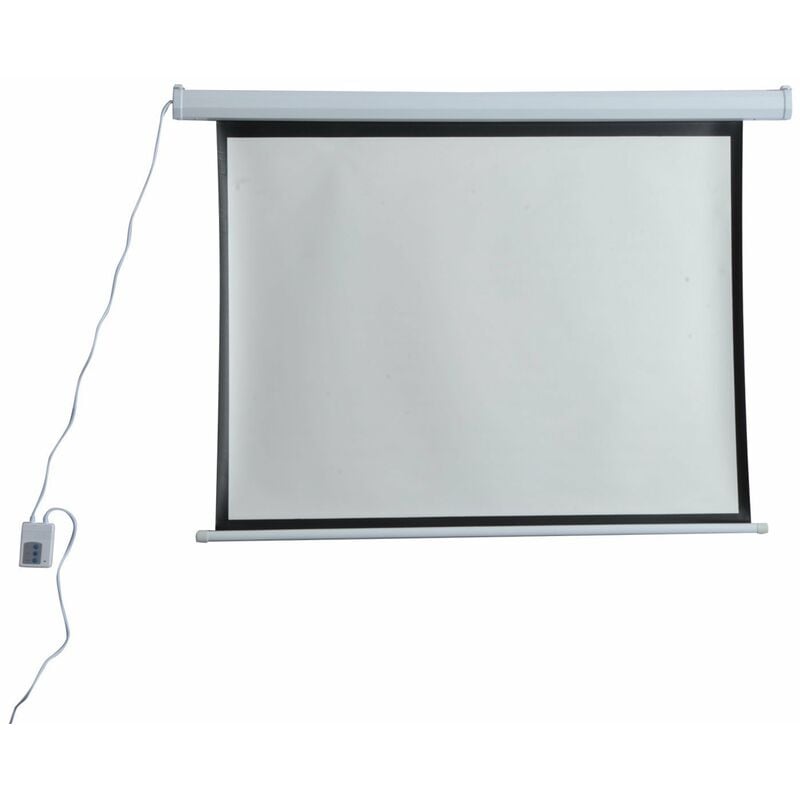 foto del prodotto homcom schermo di proiezione 84 pollici motorizzato home cinema bianco