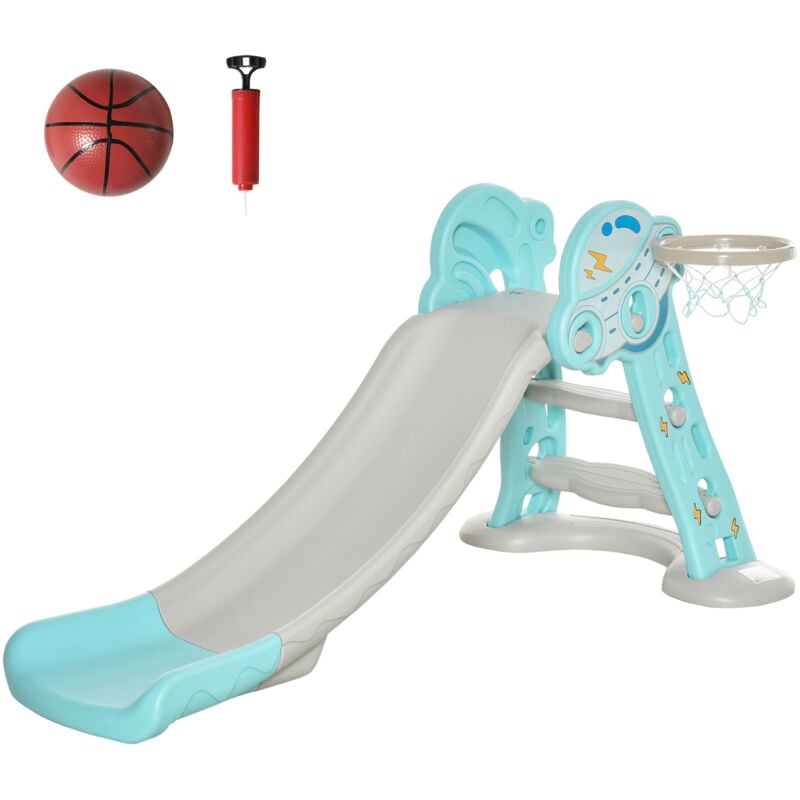 foto del prodotto homcom scivolo per bambini con canestro pieghevole et 18 mesi 140x87x75cm
