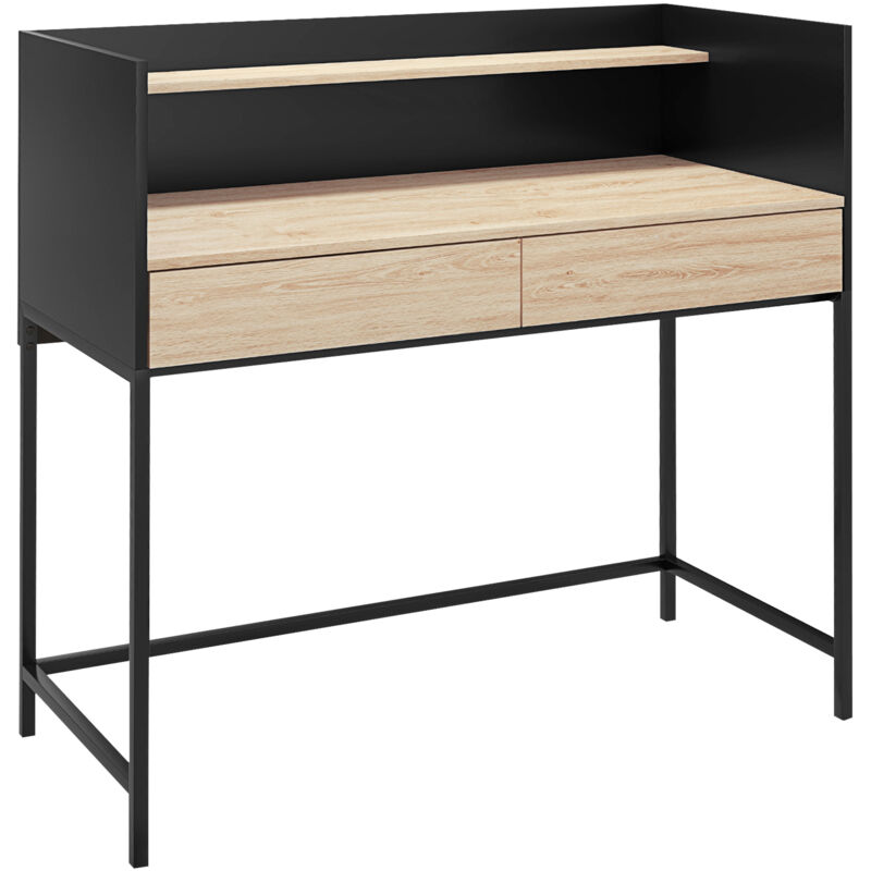 foto del prodotto homcom scrivania 2 cassetti con ripiano in legno e acciaio 106x51.5x102.5 cm