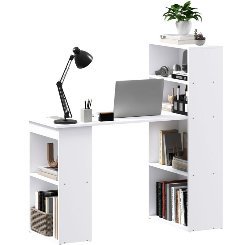 foto del prodotto homcom scrivania computer con libreria salvaspazio tavolo da pranzo porta pc